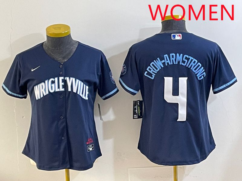 Women 2025 Chicago Cubs #4 Crow-Armstrong Blue City Edition Nike MLB Jersey style 1
